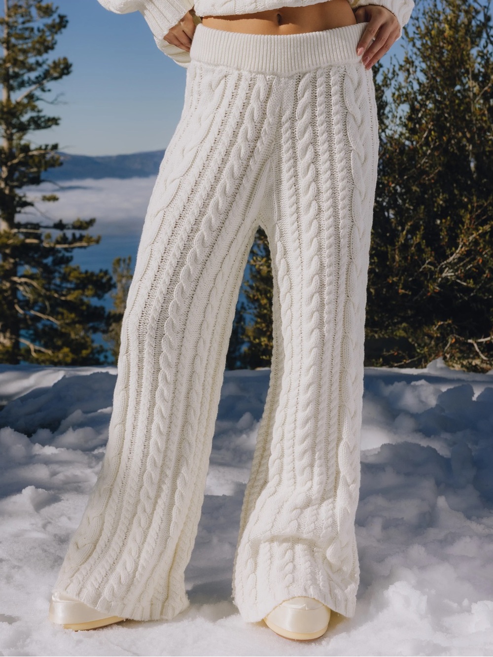 Daily Drills Cable Knit Resort Pants in Cream